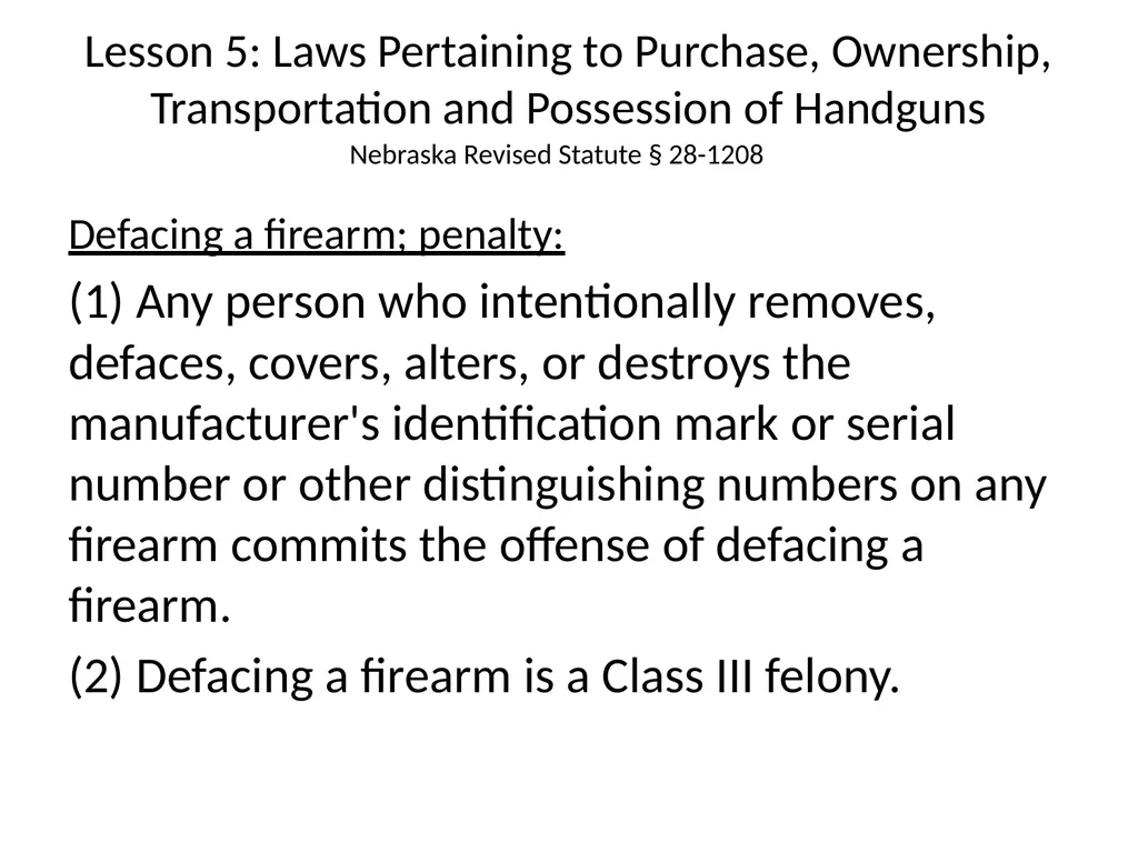 Nebraska State Patrol Concealed Handgun Permit - slide 108 of 191