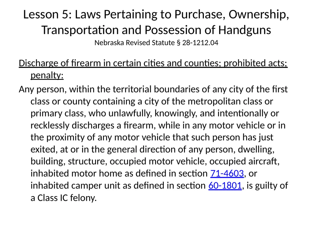 Nebraska State Patrol Concealed Handgun Permit - slide 115 of 191