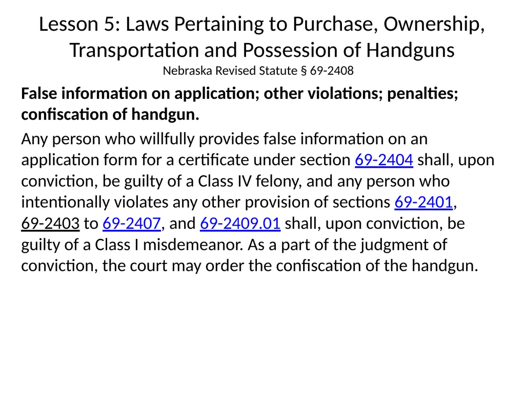 Nebraska State Patrol Concealed Handgun Permit - slide 126 of 191