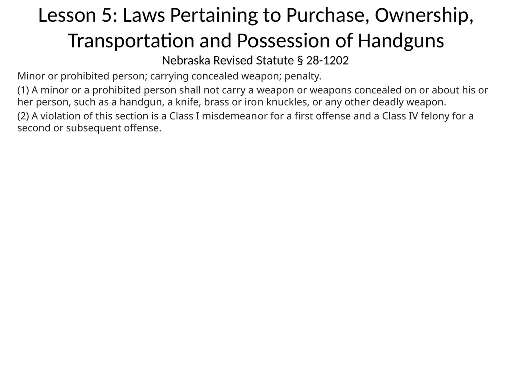 Nebraska State Patrol Concealed Handgun Permit - slide 87 of 191