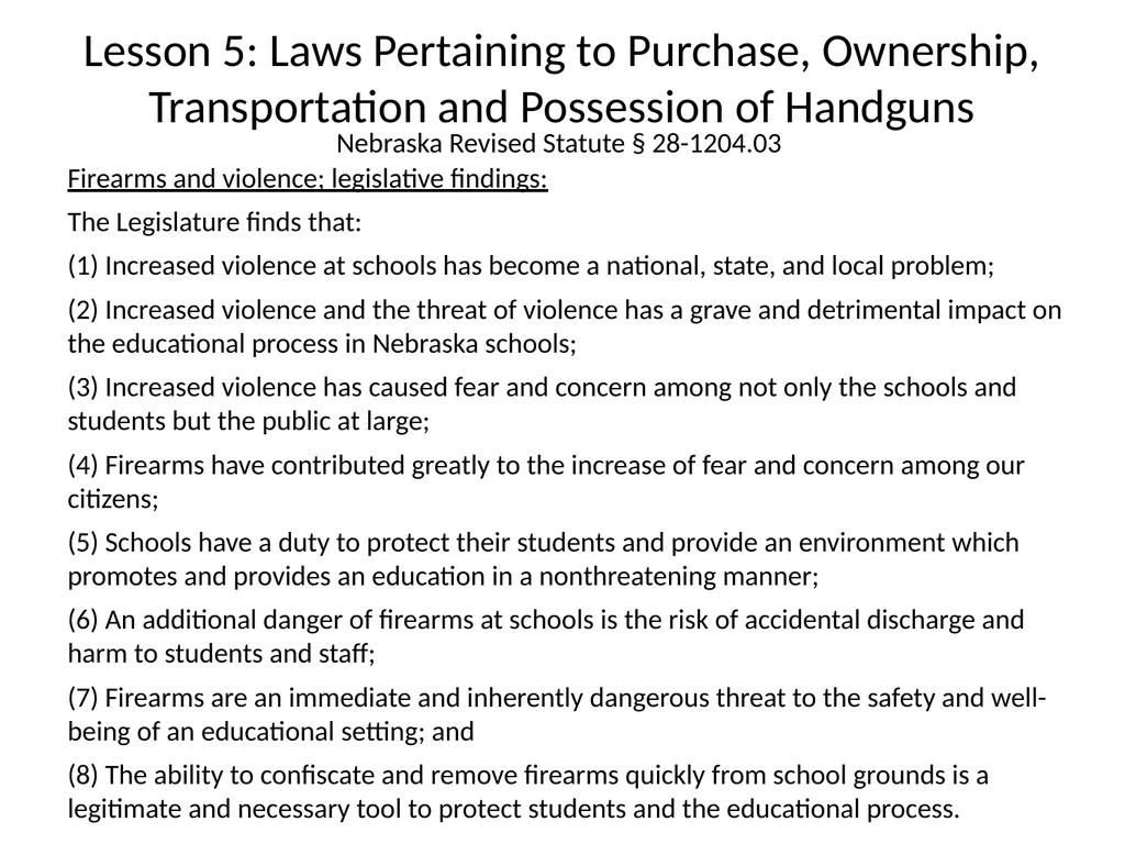 Nebraska State Patrol Concealed Handgun Permit - slide 98 of 191