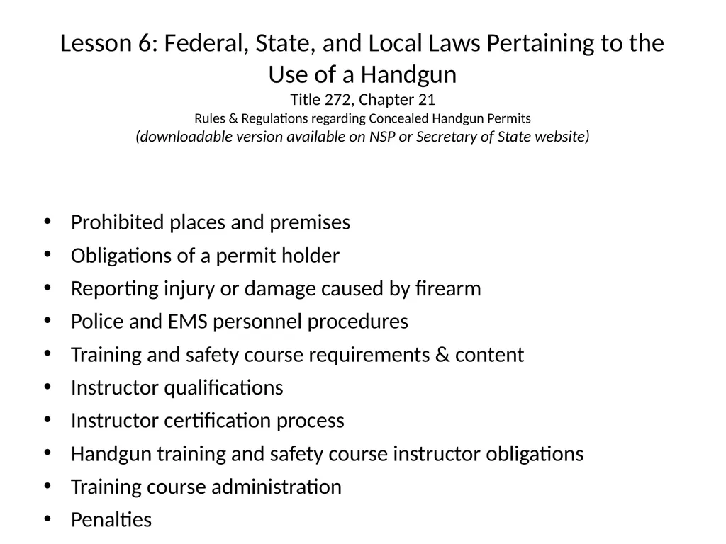 Nebraska State Patrol Concealed Handgun Permit - slide 179 of 191