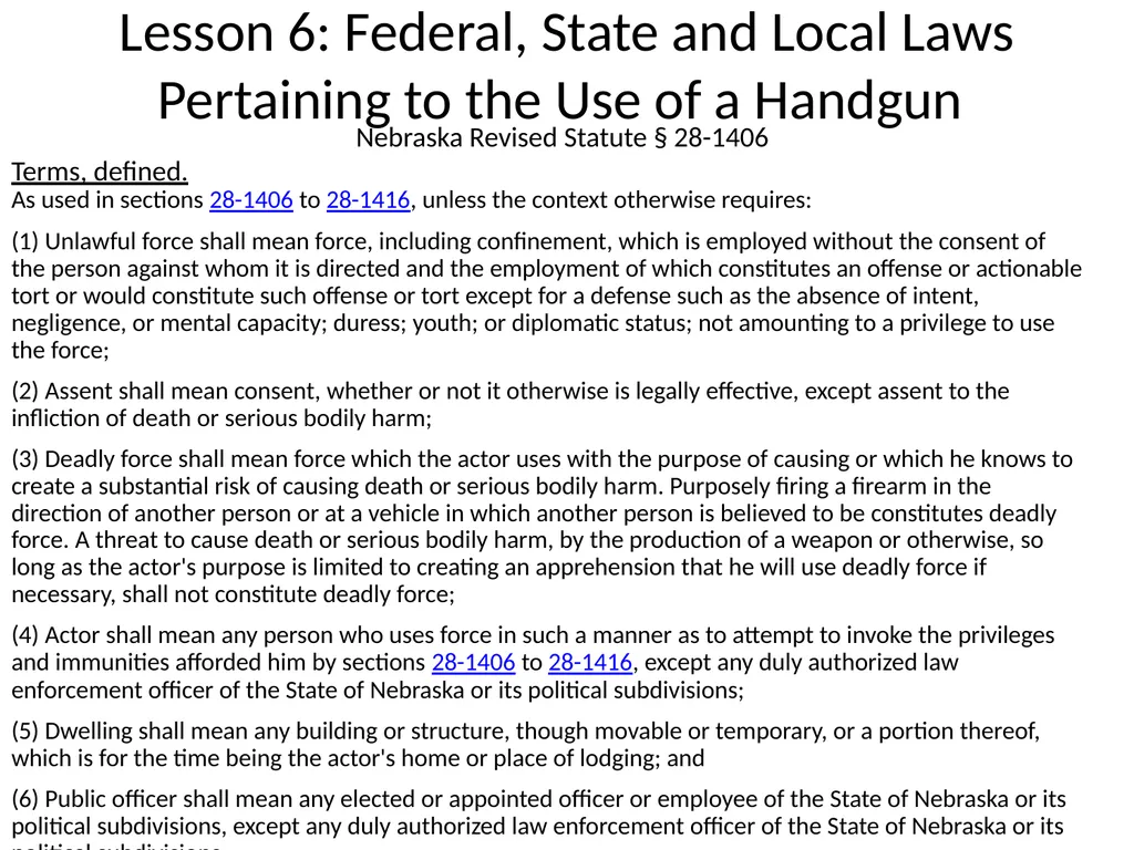 Nebraska State Patrol Concealed Handgun Permit - slide 156 of 191
