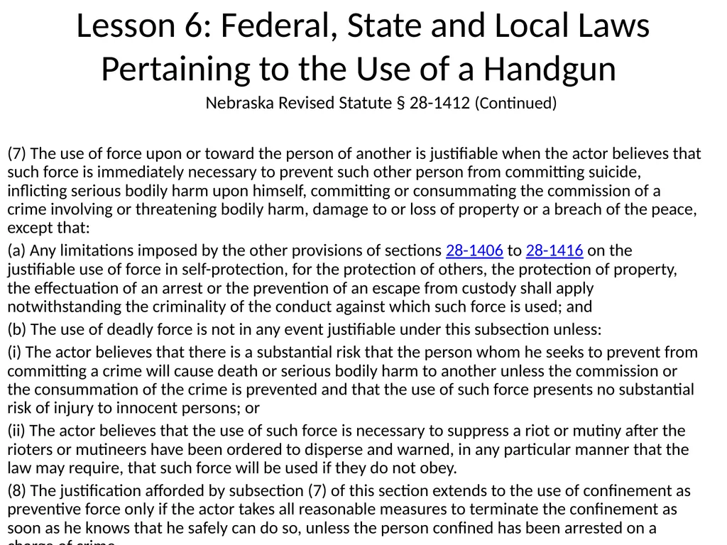 Nebraska State Patrol Concealed Handgun Permit - slide 167 of 191
