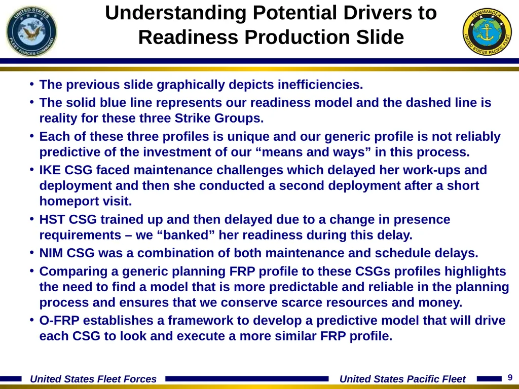 15 January 2014 Optimizing The Fleet Response Plan - slide 9 of 40
