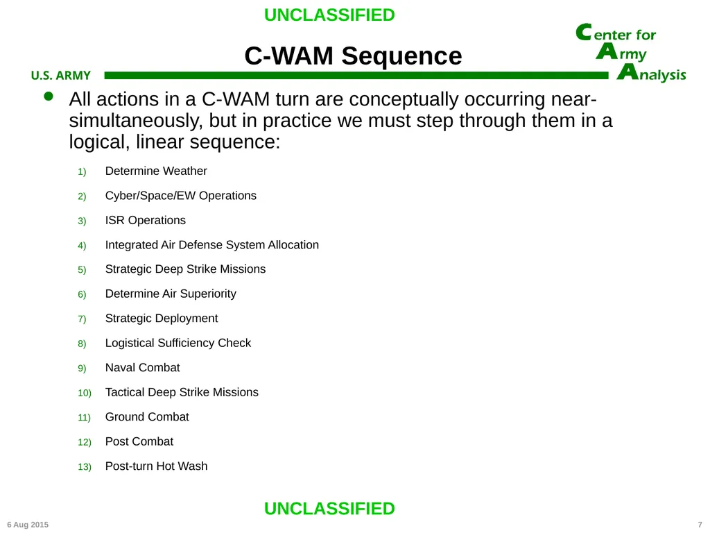 Center for Army Analysis Wargame Analysis Model - slide 7 of 20
