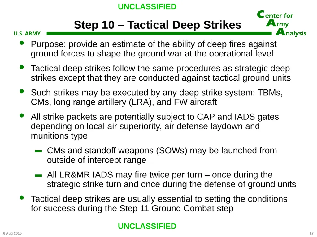Center for Army Analysis Wargame Analysis Model - slide 17 of 20
