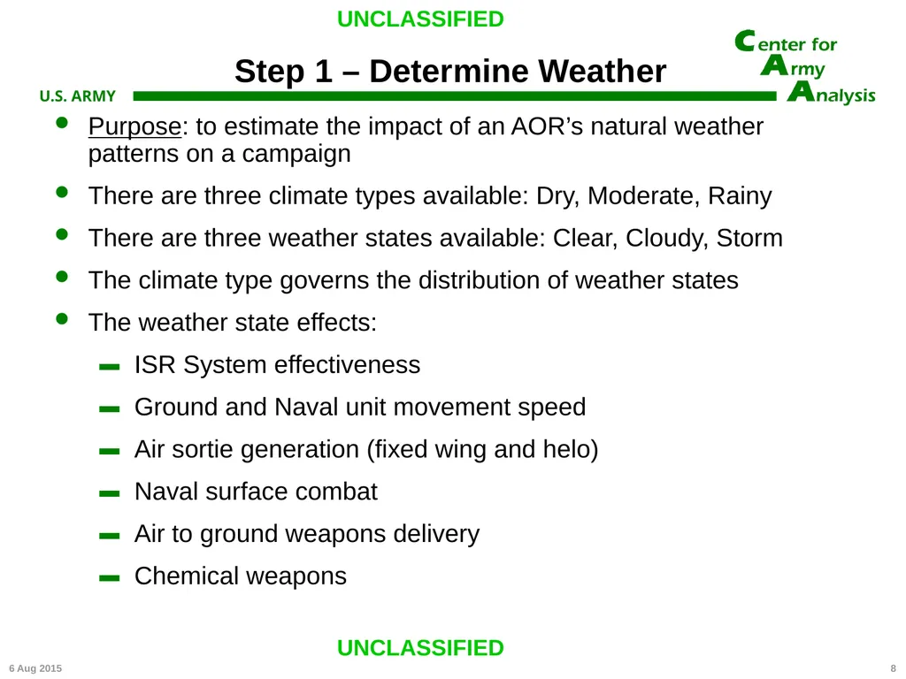 Center for Army Analysis Wargame Analysis Model - slide 8 of 20