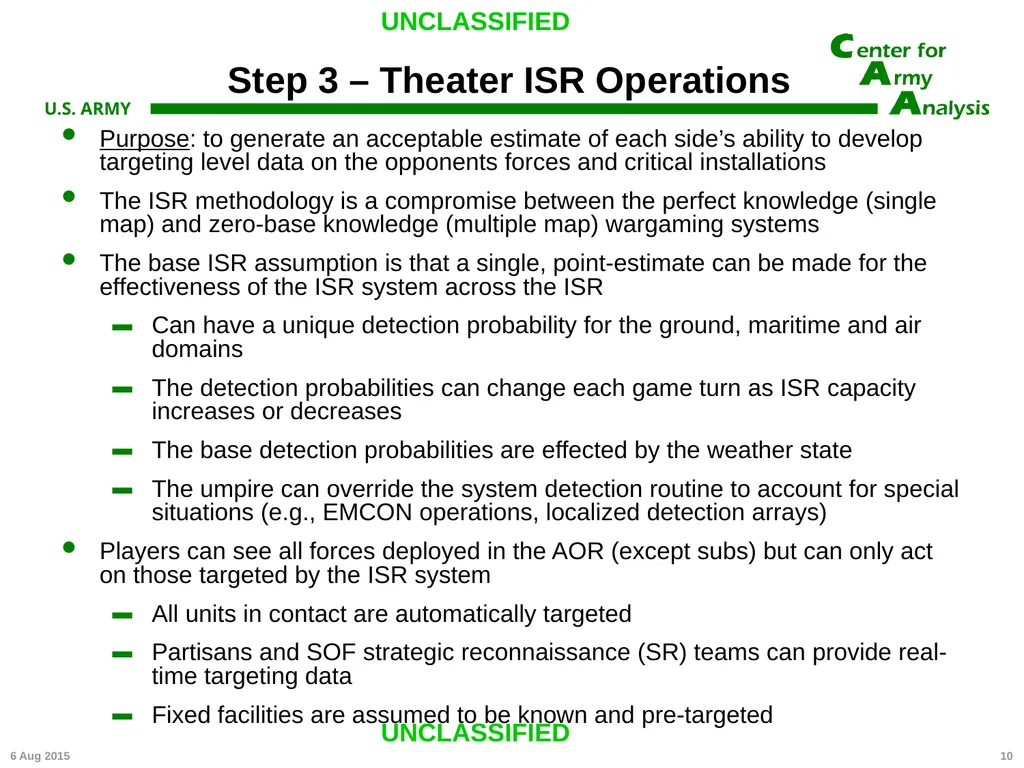 Center for Army Analysis Wargame Analysis Model - slide 10 of 20