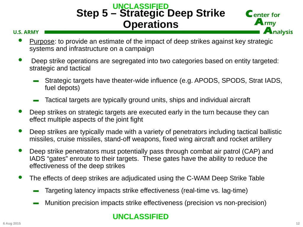 Center for Army Analysis Wargame Analysis Model - slide 12 of 20
