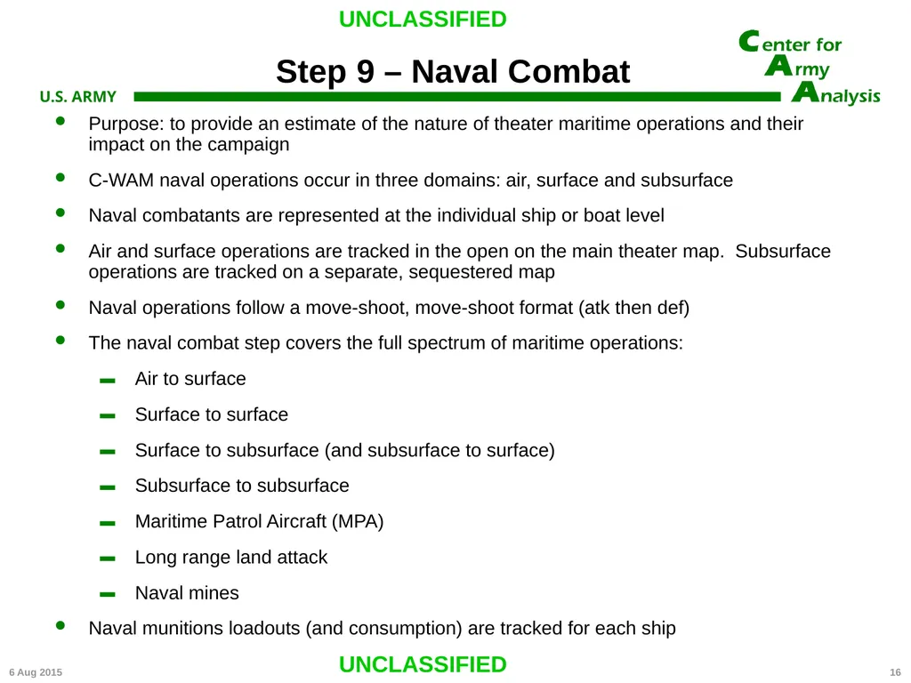 Center for Army Analysis Wargame Analysis Model - slide 16 of 20