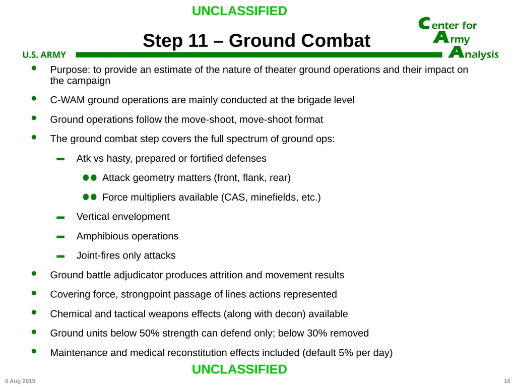 Center for Army Analysis Wargame Analysis Model - slide 18 of 20