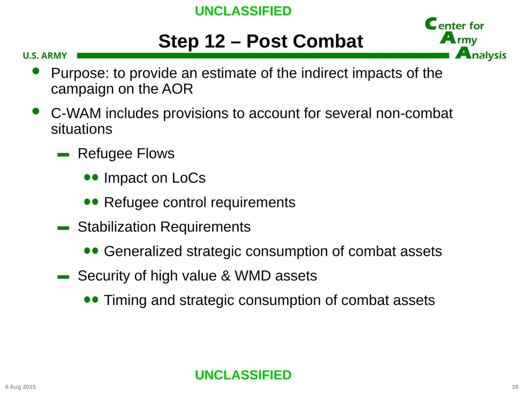 Center for Army Analysis Wargame Analysis Model - slide 19 of 20