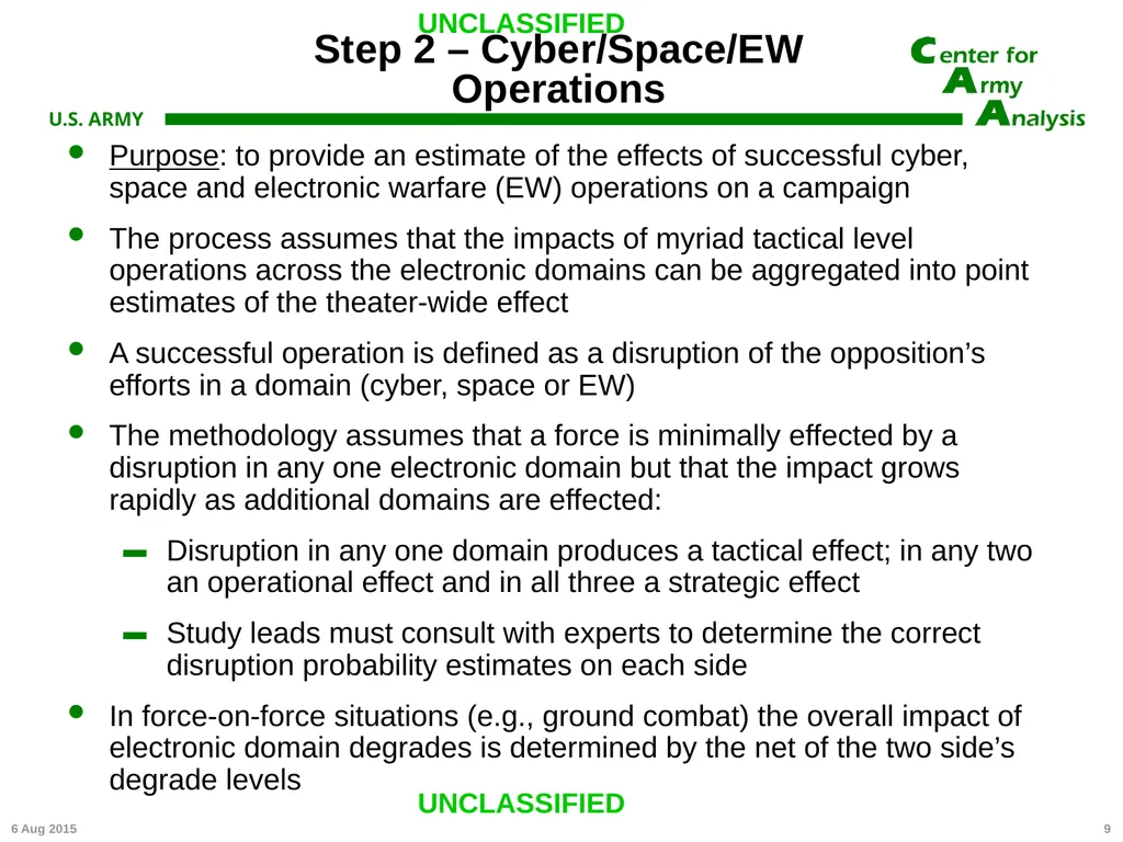Center for Army Analysis Wargame Analysis Model - slide 9 of 20