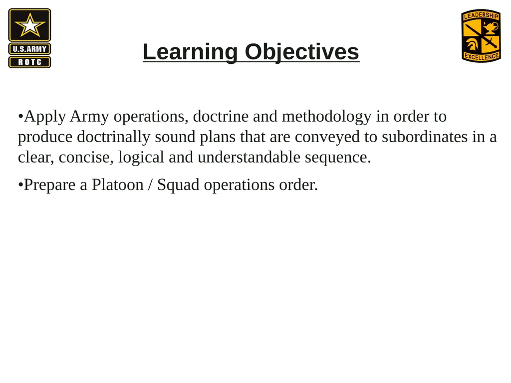 •Apply Army operations, doctrine and methodology - slide 1 of 41