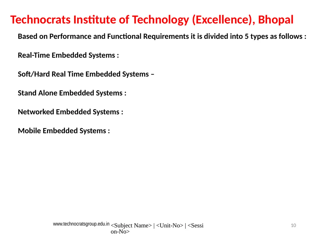 Microcontroller and Embedded system Embedded - slide 10 of 25