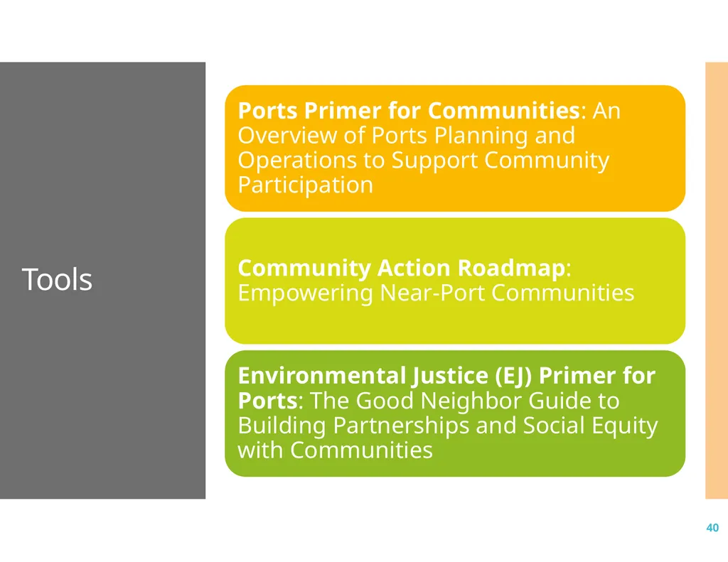 Ports Primer for Communities Module 1: An Overview - slide 40 of 41