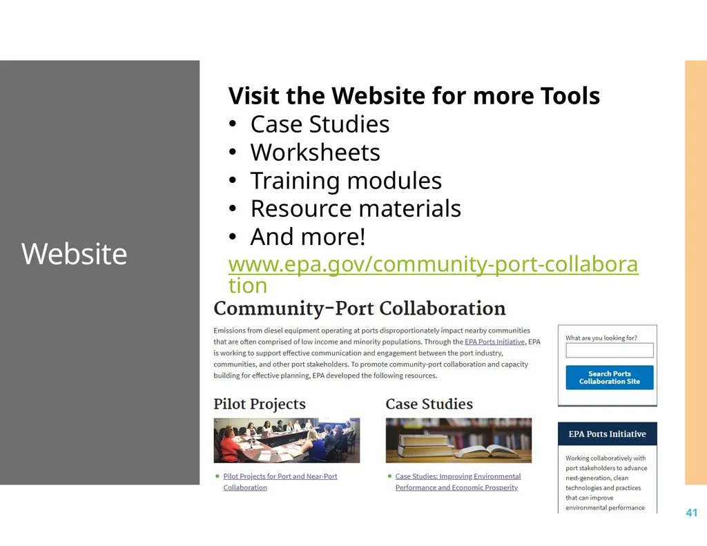 Ports Primer for Communities Module 1: An Overview - slide 41 of 41
