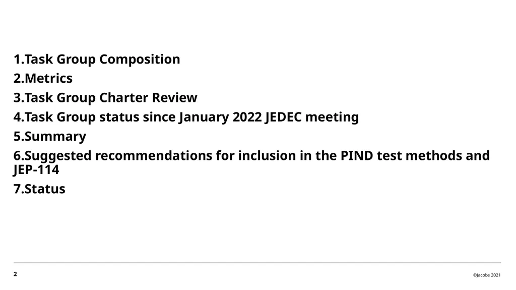 PIND Task Group Report Benny Damron, Jacobs Space - slide 2 of 17