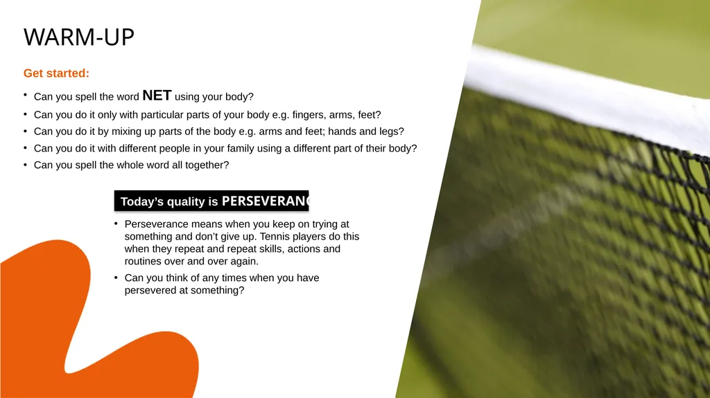 TENNIS AT HOME Personal development challenge 2 - slide 4 of 7