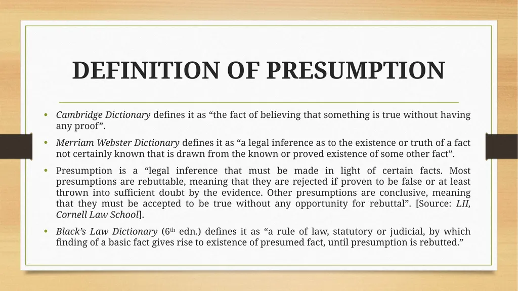 PRESUMPTIONS UNDER THE INDIAN EVIDENCE ACT, 1872 © - slide 3 of 45