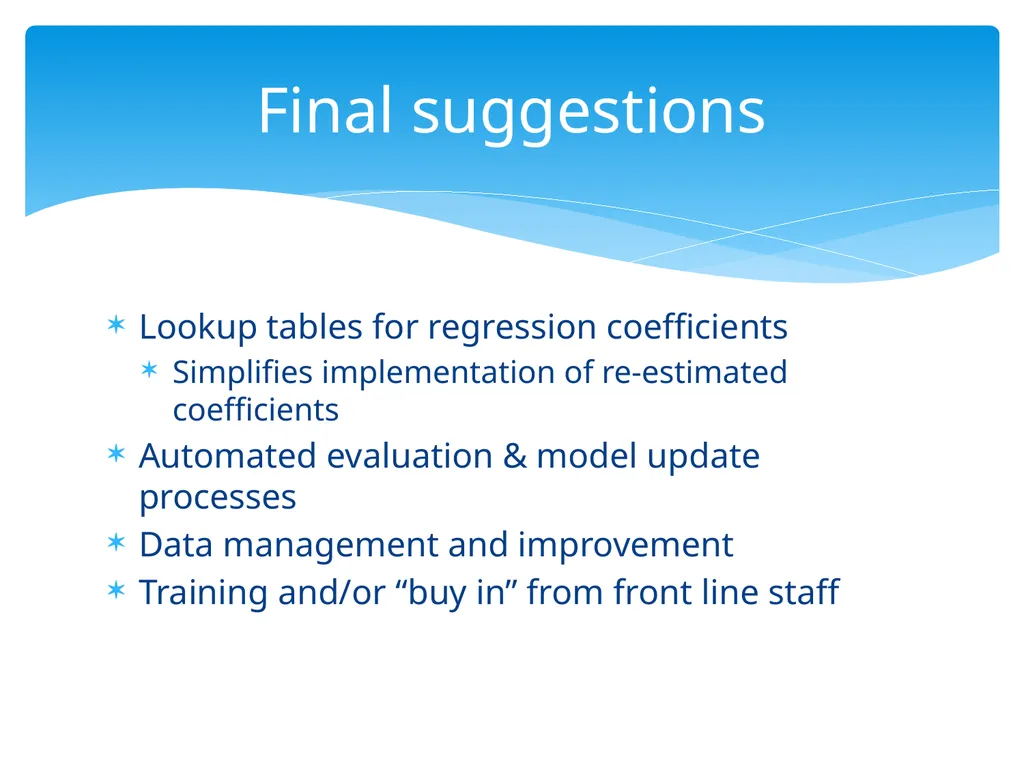 Continuing Model Maintenance Maintaining Model - slide 22 of 22