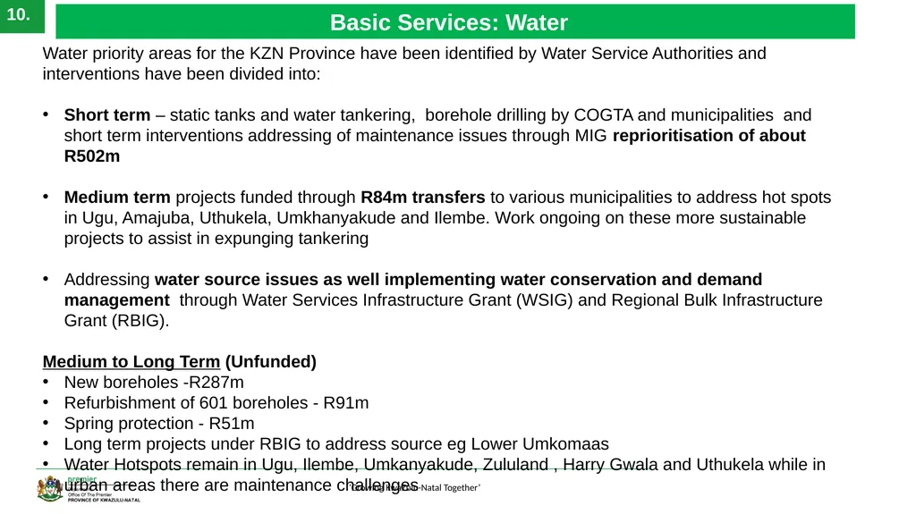 EXECUTIVE SUMMARY 1 ‘Growing KwaZulu-Natal - slide 10 of 37