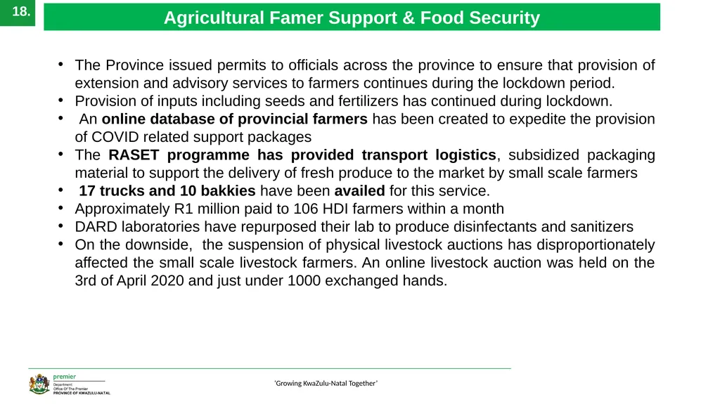 EXECUTIVE SUMMARY 1 ‘Growing KwaZulu-Natal - slide 18 of 37