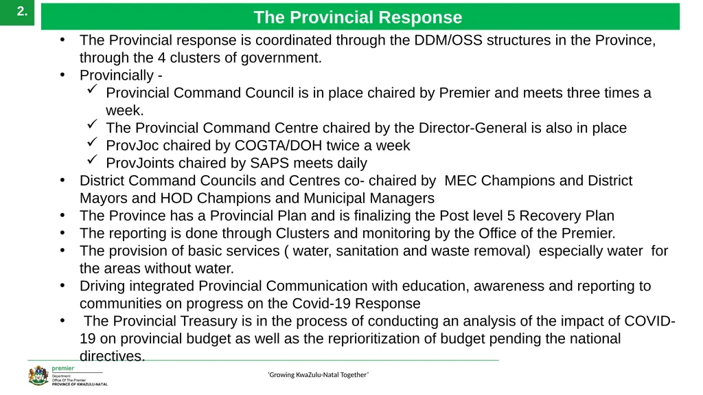 EXECUTIVE SUMMARY 1 ‘Growing KwaZulu-Natal - slide 2 of 37