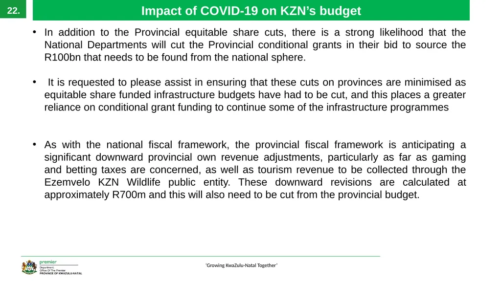 EXECUTIVE SUMMARY 1 ‘Growing KwaZulu-Natal - slide 22 of 37