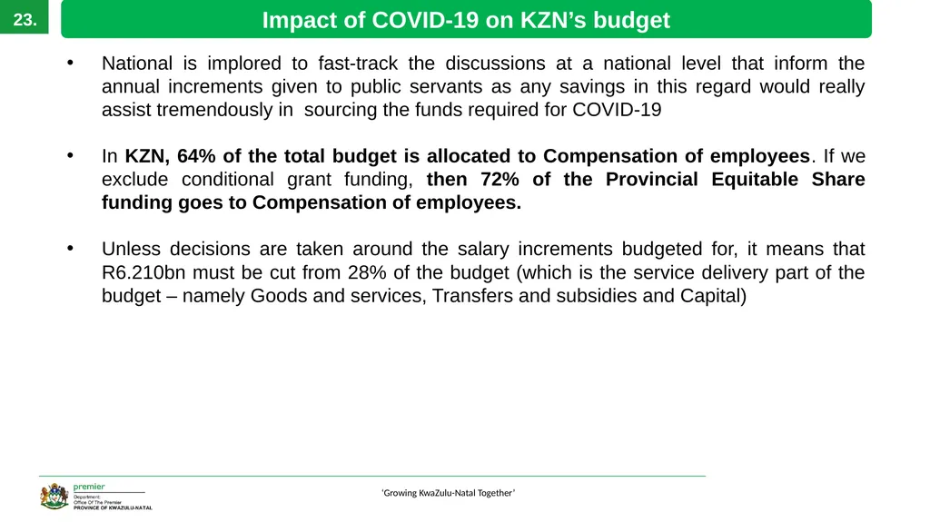 EXECUTIVE SUMMARY 1 ‘Growing KwaZulu-Natal - slide 23 of 37