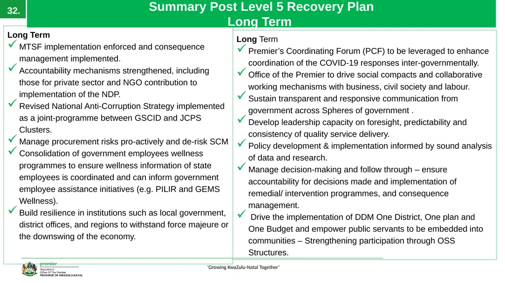 EXECUTIVE SUMMARY 1 ‘Growing KwaZulu-Natal - slide 32 of 37