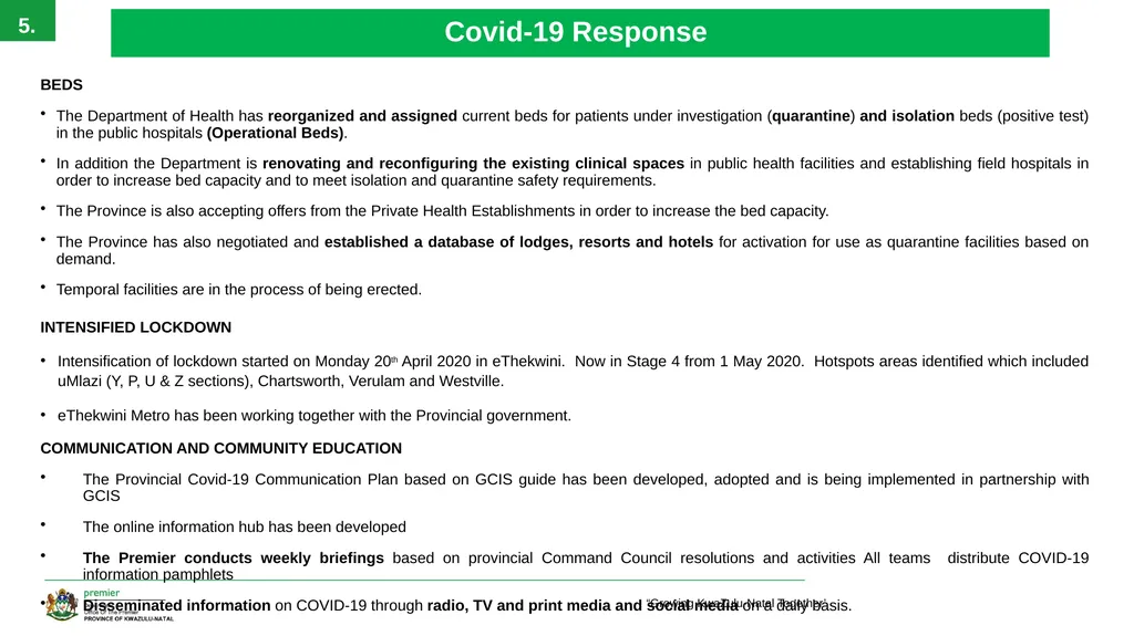 EXECUTIVE SUMMARY 1 ‘Growing KwaZulu-Natal - slide 5 of 37