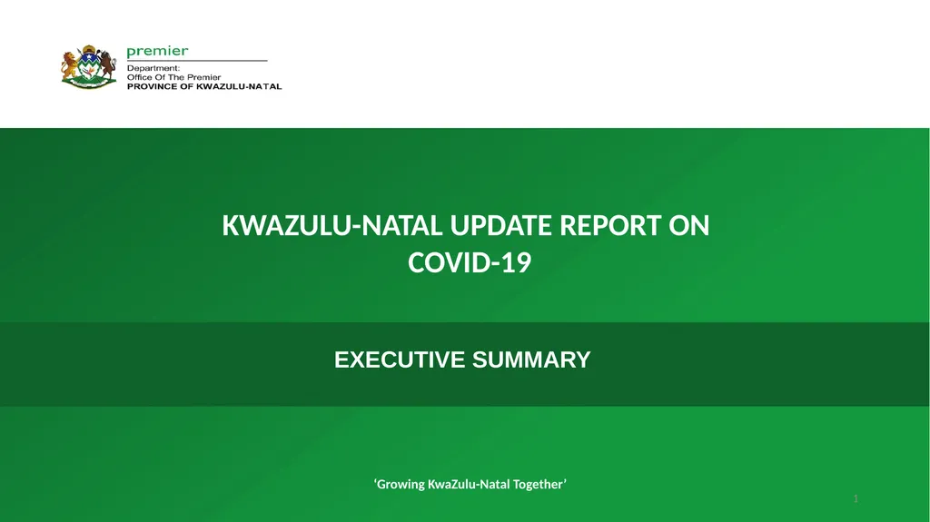 EXECUTIVE SUMMARY 1 ‘Growing KwaZulu-Natal - slide 1 of 37