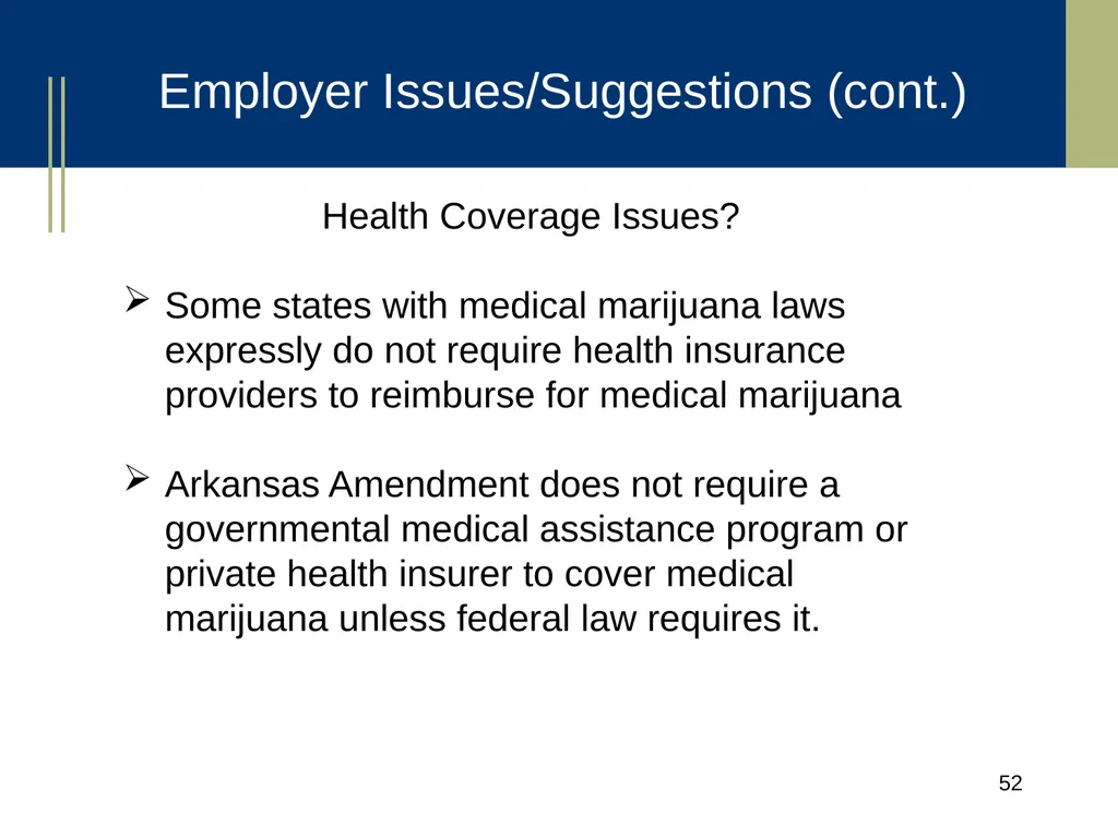 Medical Marijuana Update Workplace Issues/ Update - slide 52 of 54