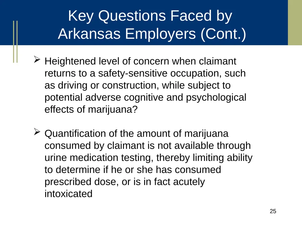 Medical Marijuana Update Workplace Issues/ Update - slide 25 of 54