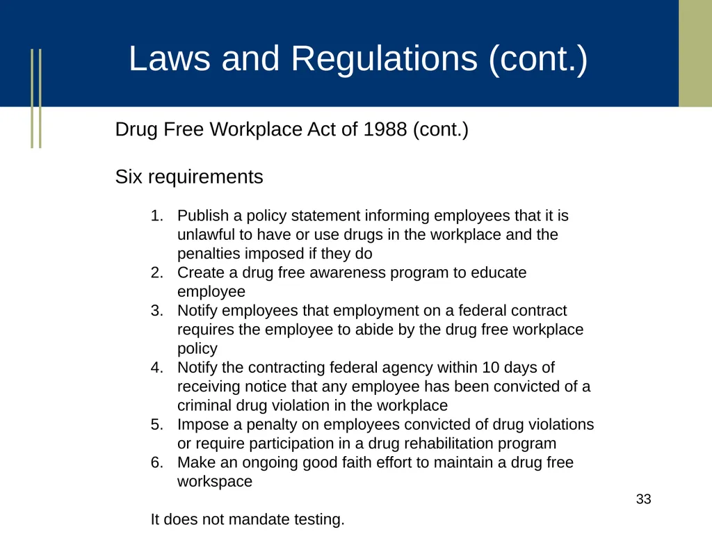 Medical Marijuana Update Workplace Issues/ Update - slide 33 of 54