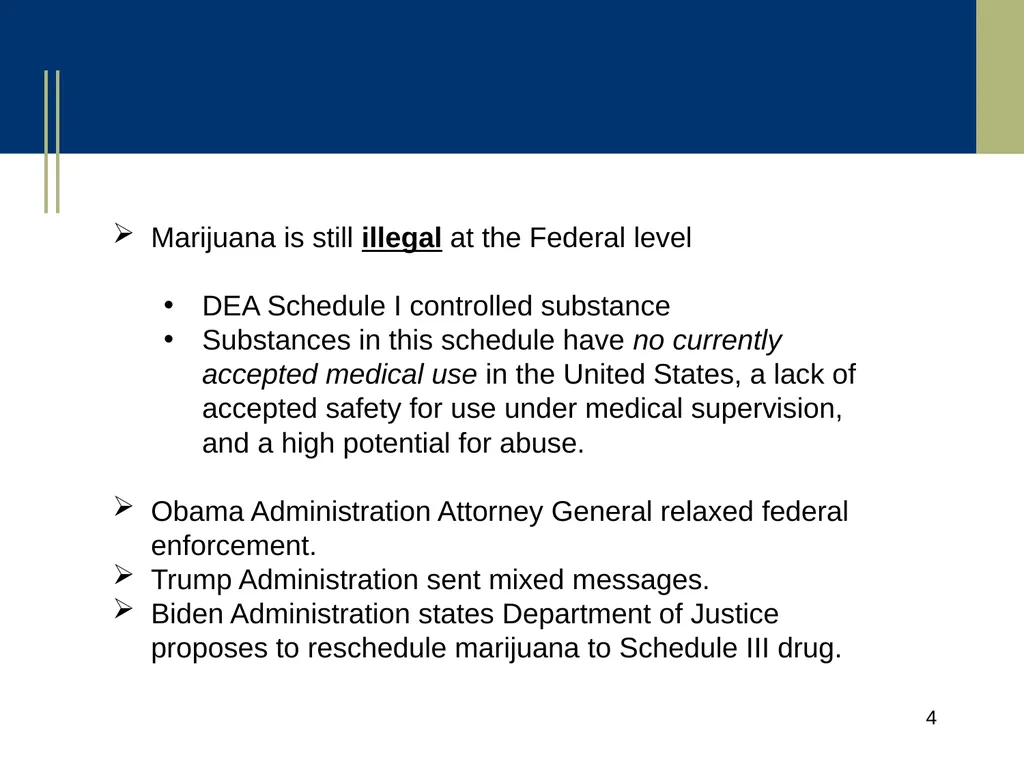 Medical Marijuana Update Workplace Issues/ Update - slide 4 of 54