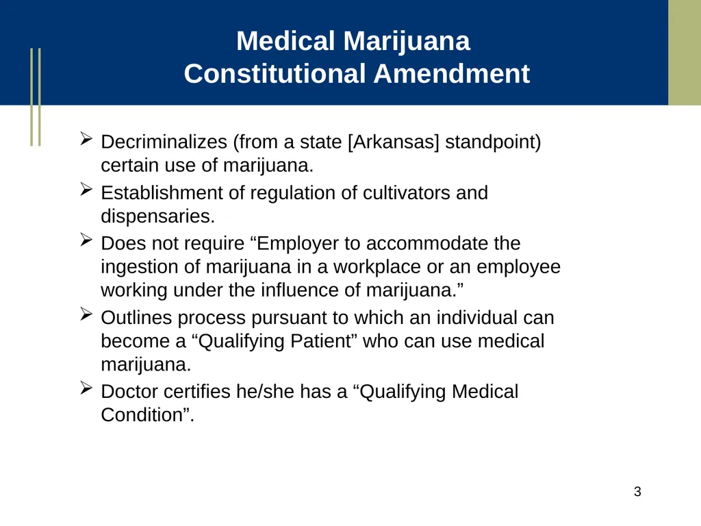 Medical Marijuana Update Workplace Issues/ Update - slide 3 of 54