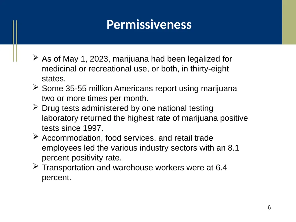 Medical Marijuana Update Workplace Issues/ Update - slide 6 of 54