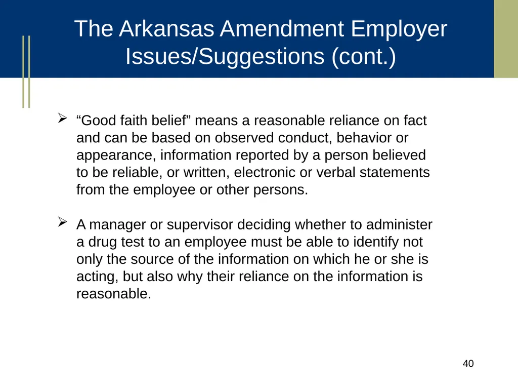 Medical Marijuana Update Workplace Issues/ Update - slide 40 of 54