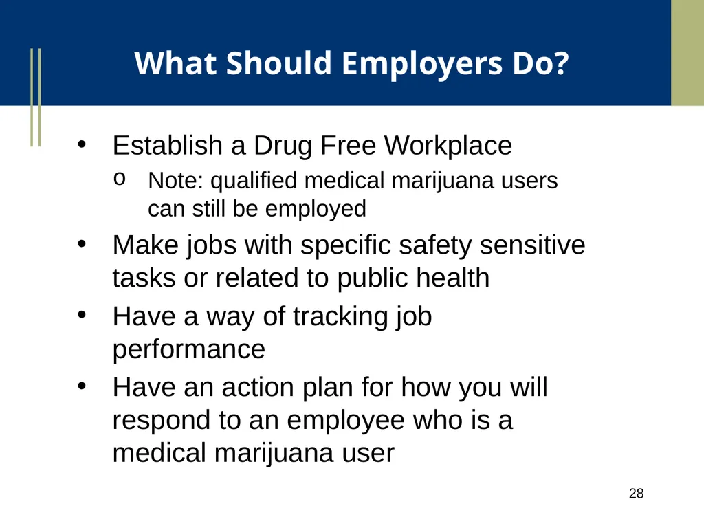 Medical Marijuana Update Workplace Issues/ Update - slide 28 of 54