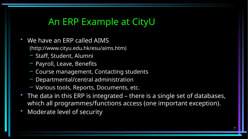 1 FB5003-2 Enterprise Resource Planning (ERP): - slide 7 of 67
