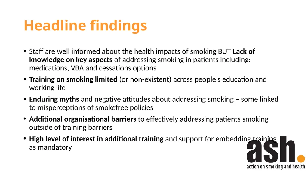 Smokefree Skills: Training needs of mental health - slide 5 of 21