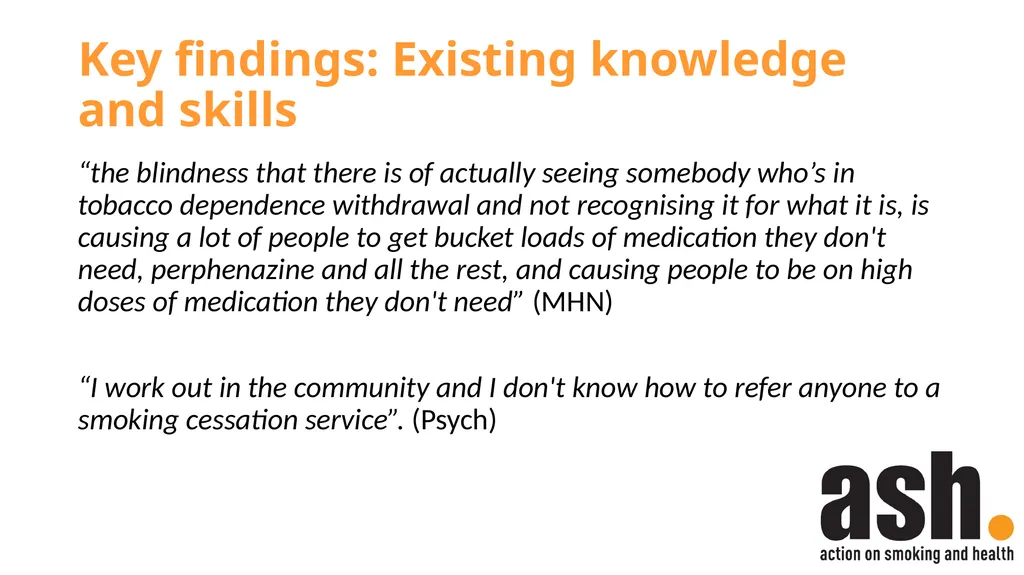 Smokefree Skills: Training needs of mental health - slide 13 of 21
