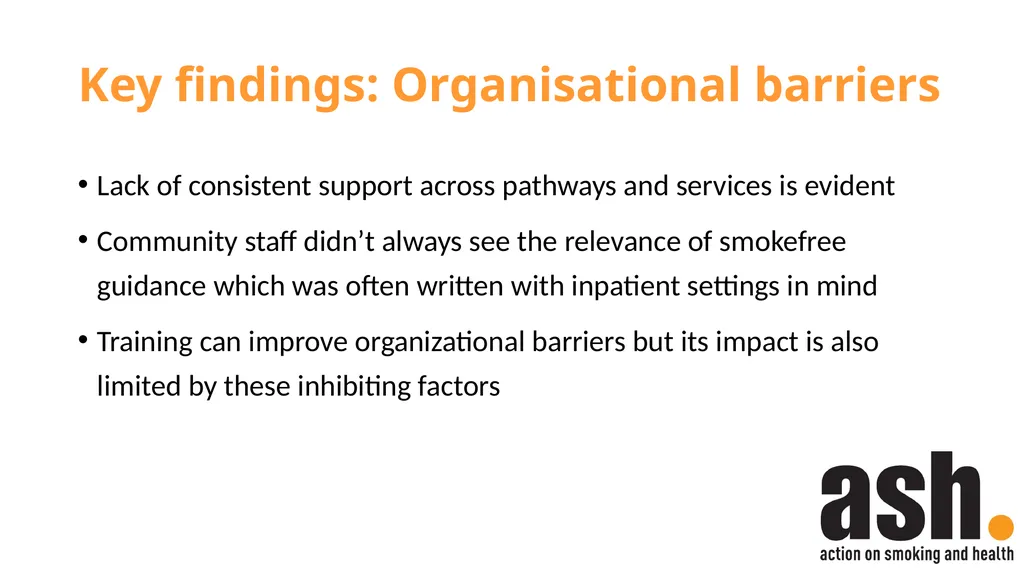 Smokefree Skills: Training needs of mental health - slide 18 of 21