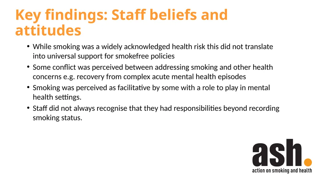 Smokefree Skills: Training needs of mental health - slide 15 of 21