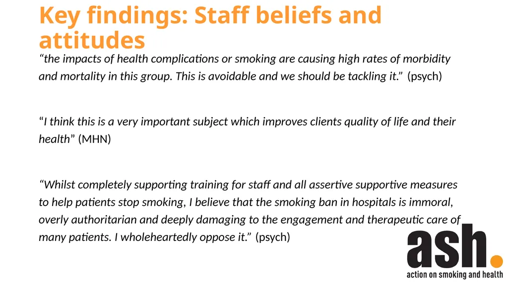 Smokefree Skills: Training needs of mental health - slide 16 of 21