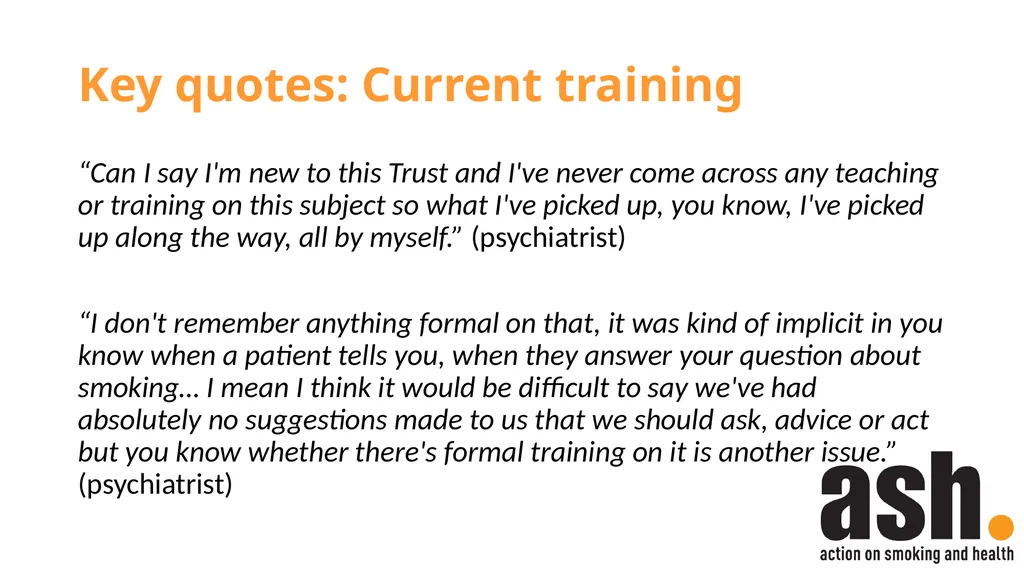 Smokefree Skills: Training needs of mental health - slide 9 of 21