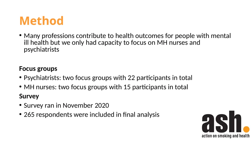 Smokefree Skills: Training needs of mental health - slide 4 of 21